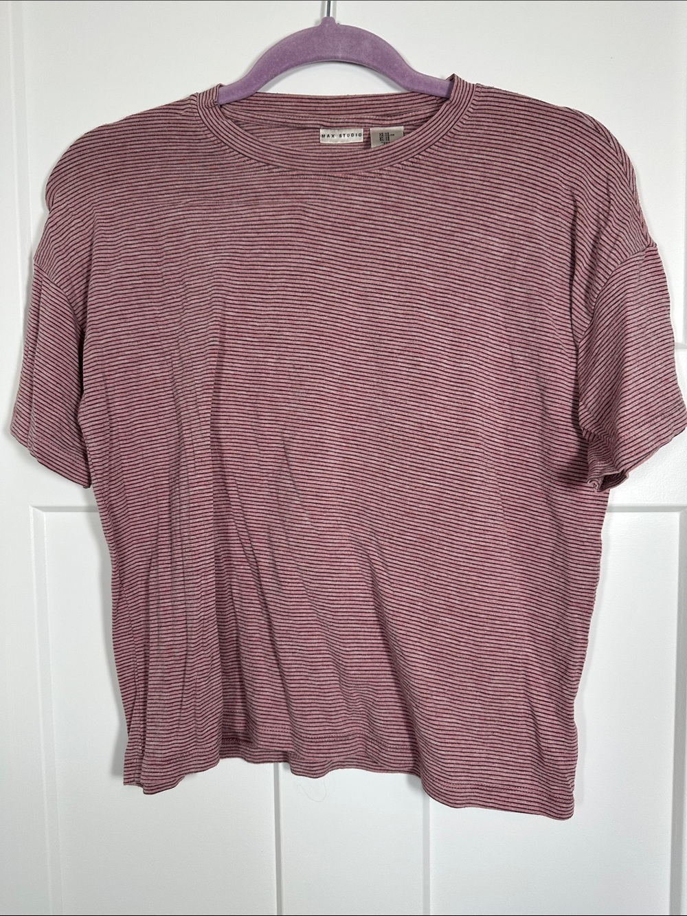 Darling vintage inspired Striped Crewneck T-Shirt - Mauve/brown